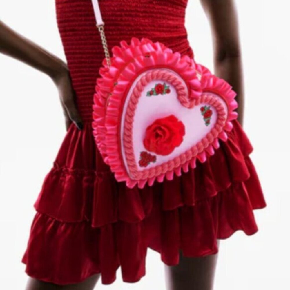 Betsey Johnson Barbi core  Baby Cakes Heart Shaped Crossbody Purse